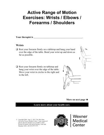 Active Range of Motion Exercises: Wrists / Elbows / Forearms ...