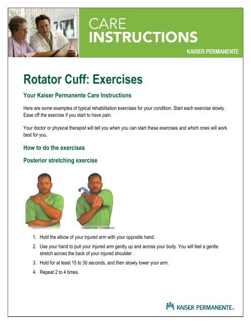 Rotator Cuff: Exercises - My Doctor Online The Permanente Medical ...