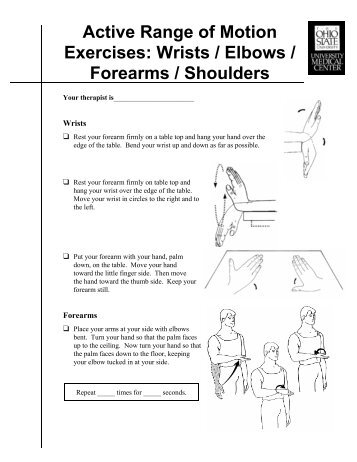 Active Range of Motion Exercises: Wrists / Elbows / Forearms ...