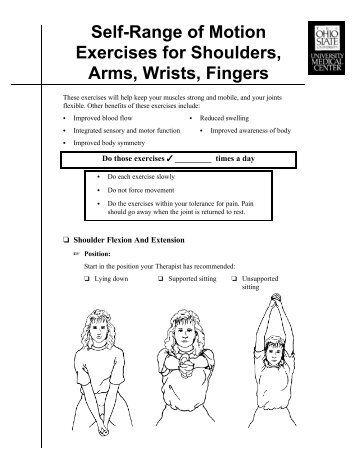 Self-Range of Motion Exercises for Shoulders, Arms, Wrists, Fingers