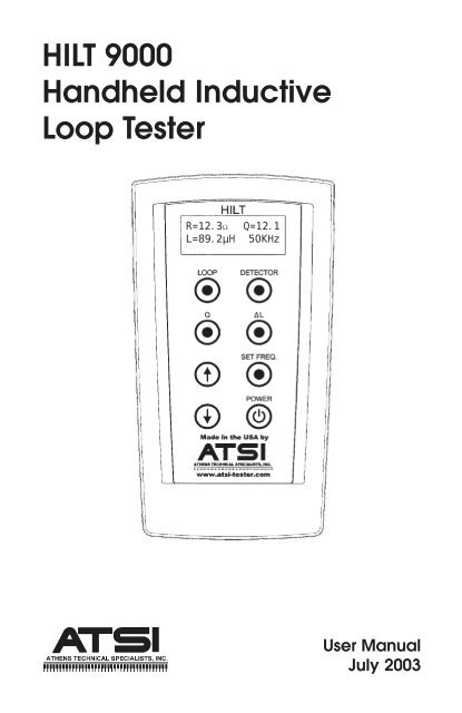 HILT 9000 Handheld Inductive Loop Tester - Athens Technical ...