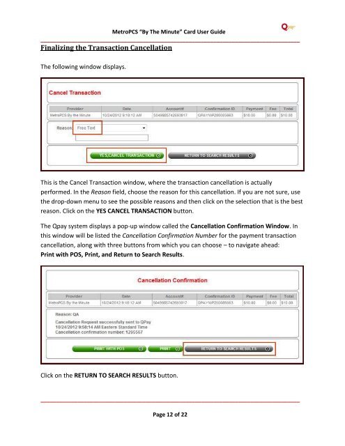 MetroPCS “By the Minute” Card User Guide - Qpay