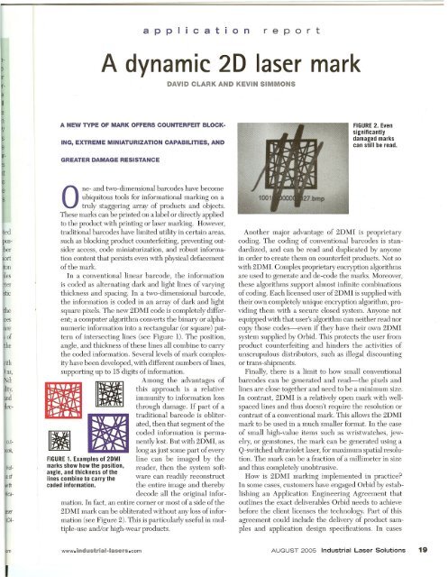 A dynamic 2D laser mark - Coherent Inc.