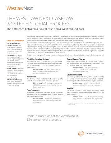 the westlaw next caselaw 22-step editorial process - Thomson Reuters