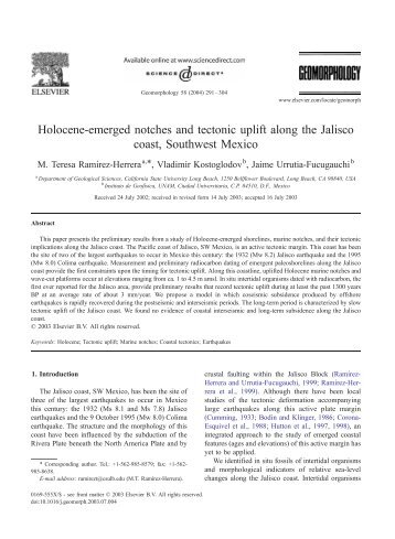 Holocene-emerged notches and tectonic uplift along the Jalisco ...