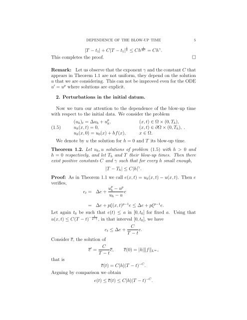 Dependence of the blow-up time with respect - Universidad de ...