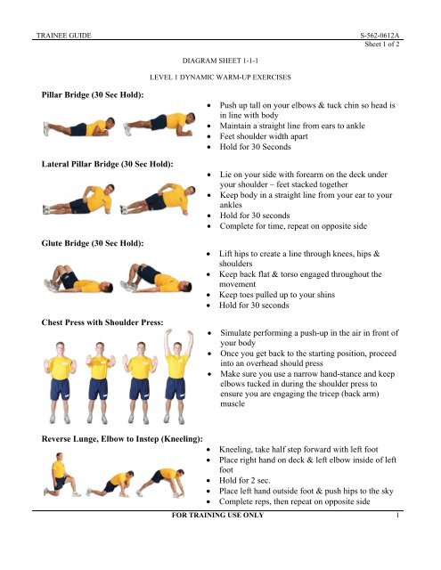 Pillar Bridge (30 Sec Hold): • Push up tall on your elbows & tuck chin ...