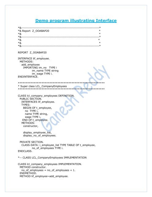 Object Oriented ABAP