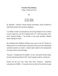 Founder's Day Address Friday, October 29, 2010 By Dr. R.K. ... - BARC