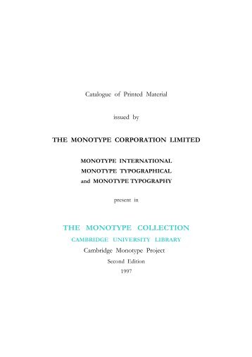 The monotype corporation limited - Cambridge University Library ...