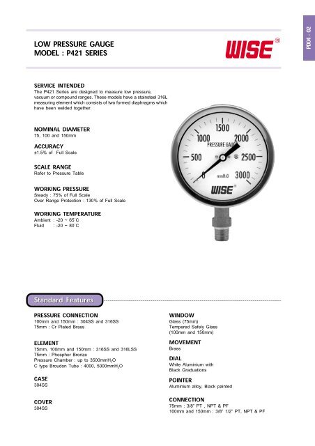 PRESSURE GAUGE PRESSURE GAUGE