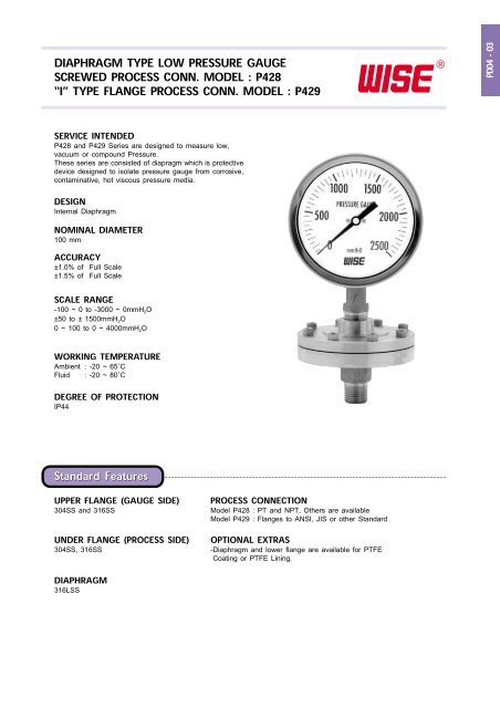 PRESSURE GAUGE PRESSURE GAUGE