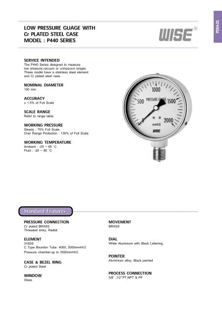 PRESSURE GAUGE PRESSURE GAUGE