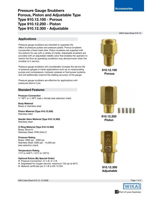Snubber for pressure gauge deals