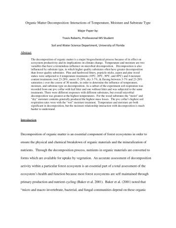 Organic Matter Decomposition: Interactions of Temperature ...