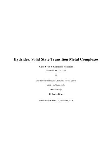 Hydrides: Solid State Transition Metal Complexes - Guillaume ...