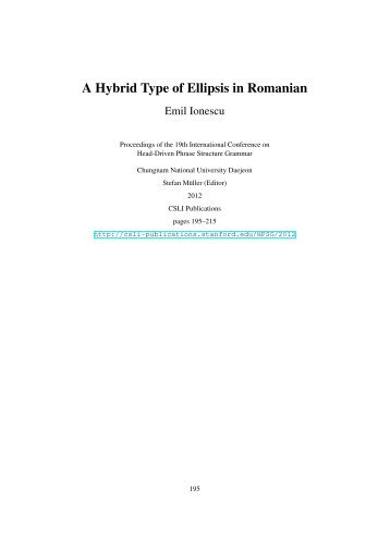 A Hybrid Type of Ellipsis in Romanian - CSLI Publications