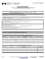 Supplementary Form - Canada International