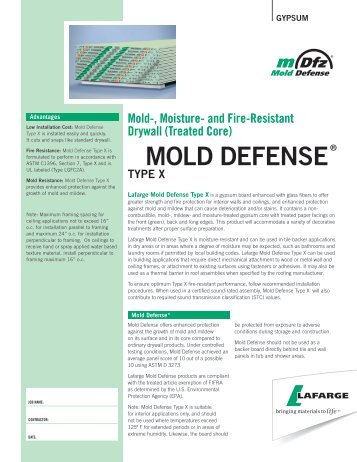 Mold Defense Type X - Lafarge in North America