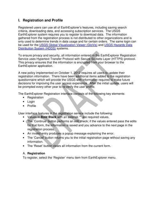 Registration and Profile Guide (pdf) - EarthExplorer - USGS