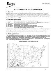 BATTERY RACK SELECTION GUIDE - EnerSys