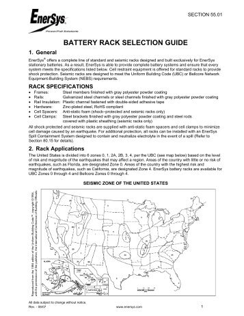 BATTERY RACK SELECTION GUIDE - EnerSys