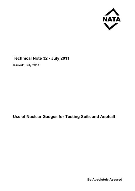 Technical Note #32 - Use of Nuclear Gauges for - NATA