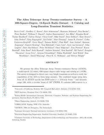 The Allen Telescope Array Twenty-centimeter Survey—A - CIRA