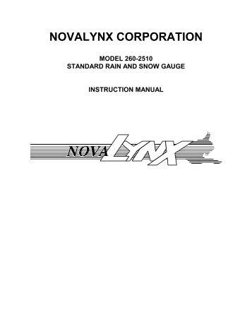 260-2510 Standard Rain and Snow Gauge - NovaLynx Corporation