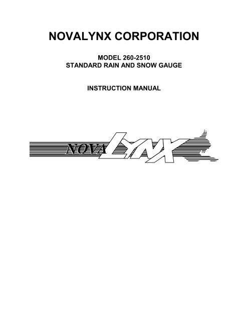 Nova Lynx 8" Tipping Bucket Rain Gauge model 260  