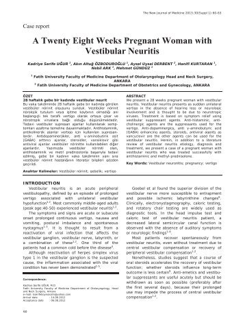 A Twenty Eight Weeks Pregnant Woman with Vestibular Neuritis