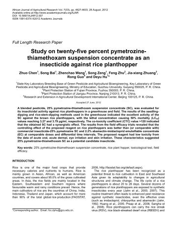 Study on twenty-five percent pymetrozine- thiamethoxam ...