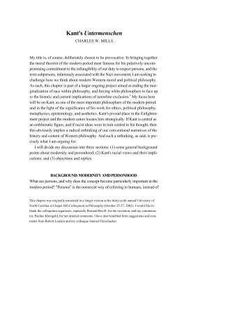 Kant's Untermenschen