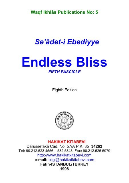 5-Endless Bliss Fifth Fascicle - Hakikat Kitabevi