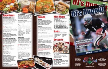 Desserts Appetizers Salads Kids Menu - DJs Dugout