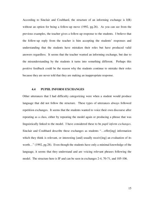 An Analysis of Classroom Discourse - University of Birmingham