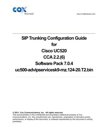 SIP Trunking Configuration Guide for Cisco UC520 CCA - Cox ...