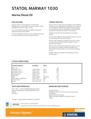 STATOIL MARWAY 1030 - Statoil Statoil Lubricants