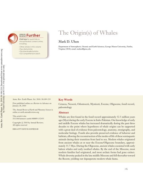The Origin(s) of Whales - Trent University
