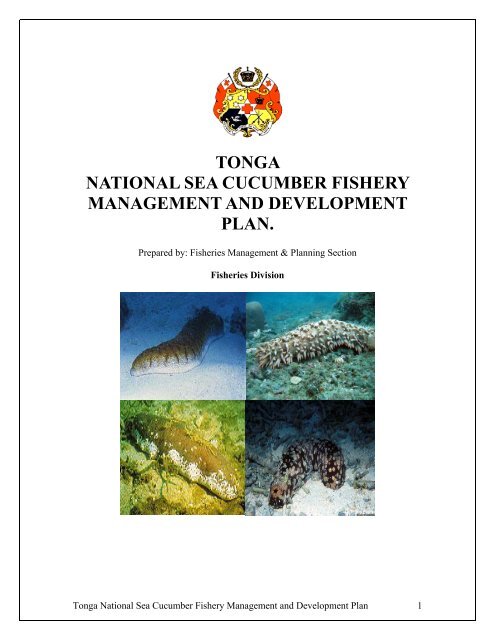 TONGA NATIONAL SEA CUCUMBER FISHERY ... - Tongafish.gov.to
