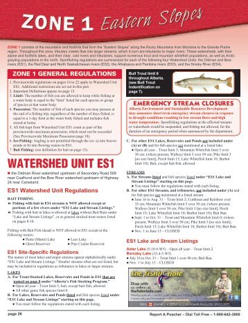 Fish Management Zone 1 — Eastern Slopes - Alberta Regulations