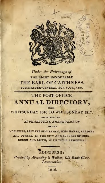 Post-Office Annual directory - National Library of Scotland