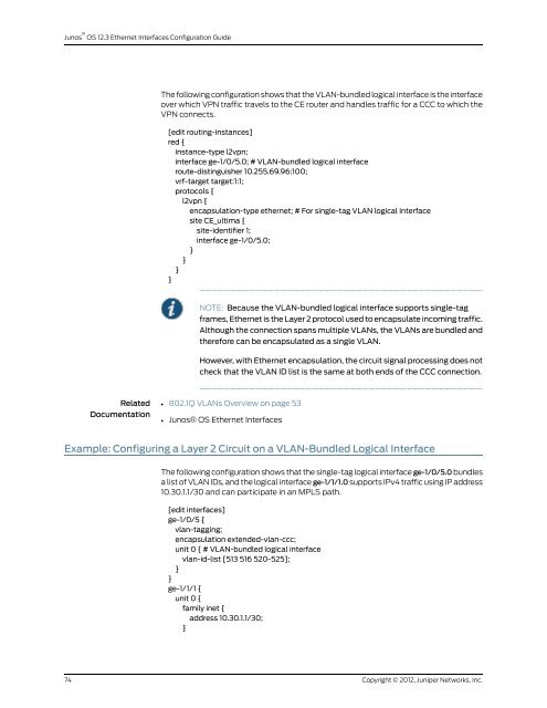 Junos® OS Ethernet Interfaces Configuration ... - Juniper Networks