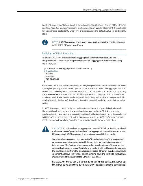 Junos® OS Ethernet Interfaces Configuration ... - Juniper Networks