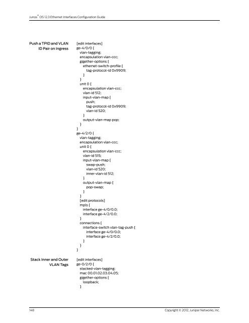 Junos® OS Ethernet Interfaces Configuration ... - Juniper Networks