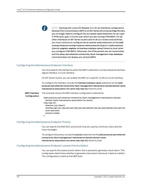 Junos® OS Ethernet Interfaces Configuration ... - Juniper Networks