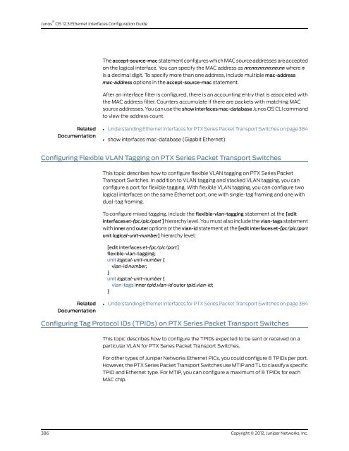 Junos® OS Ethernet Interfaces Configuration ... - Juniper Networks