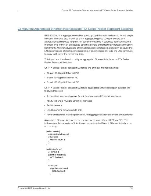 Junos® OS Ethernet Interfaces Configuration ... - Juniper Networks