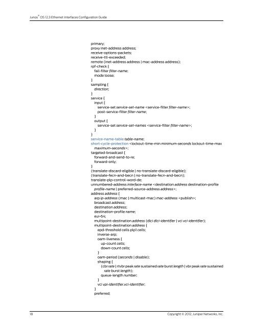 Junos® OS Ethernet Interfaces Configuration ... - Juniper Networks