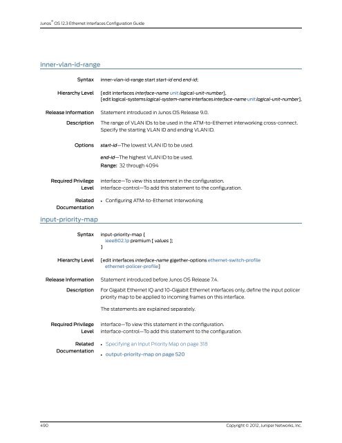 Junos® OS Ethernet Interfaces Configuration ... - Juniper Networks